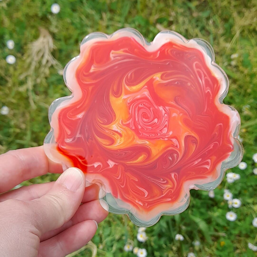 Dessous de verre en résine tons orangés