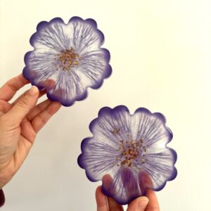 Dessous de verre en résine couleur violette – Lot de 2 pièces