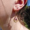 Boucles d'oreilles gouttes acier inoxydable couleur or fleur de prunus