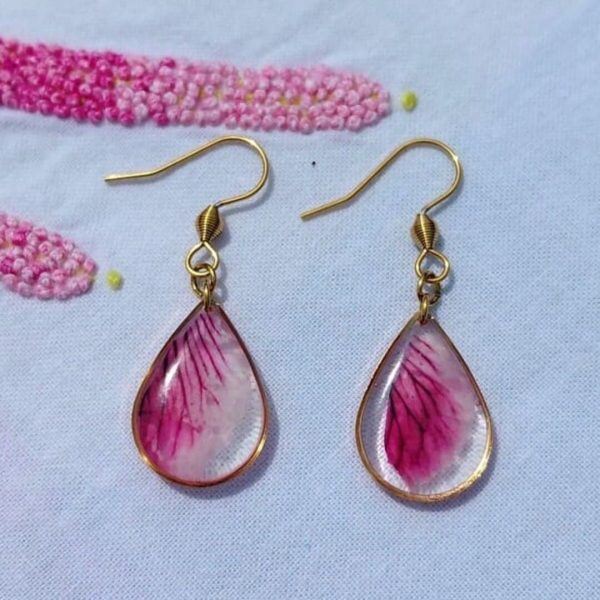 Boucles d'oreilles gouttes géranium PF