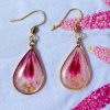 Boucles d'oreilles gouttes géranium or MF