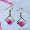 Boucles d'oreilles carrées géranium MF