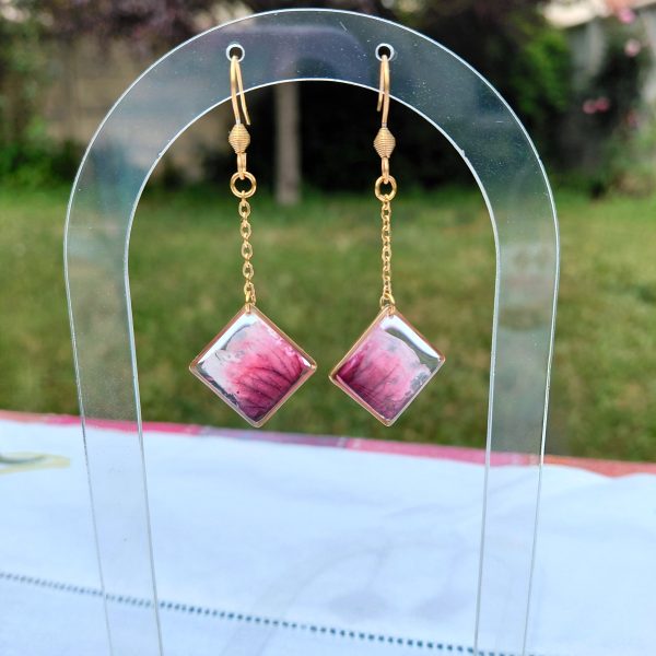 Boucles d'oreilles losange géranium PF