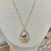 Collier goutte acier inoxydable couleur or fleurs de prunus
