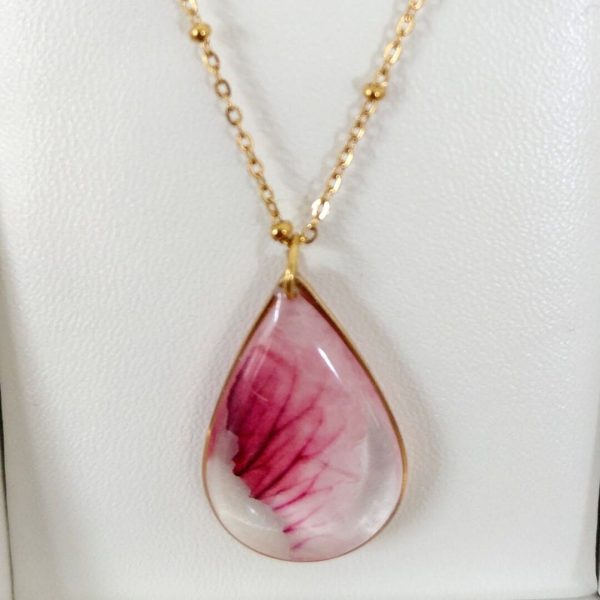 Collier goutte géranium avec contour MF4