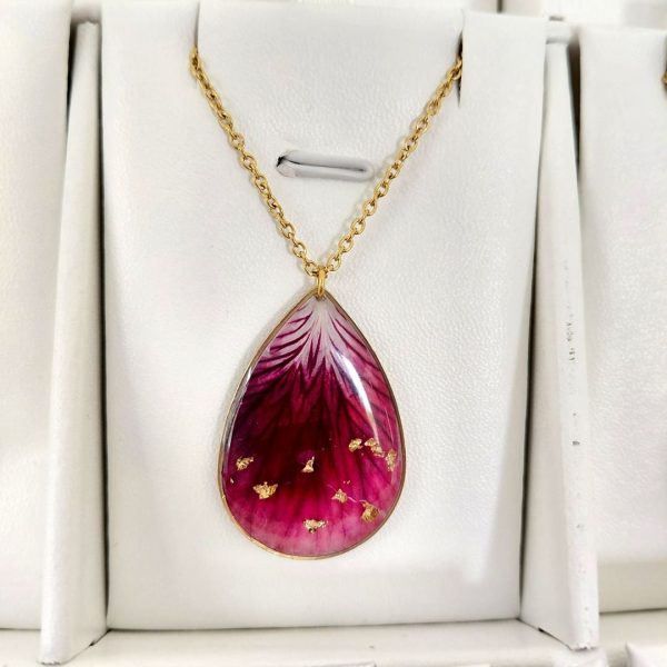 Collier goutte géranium or avec contour GF2