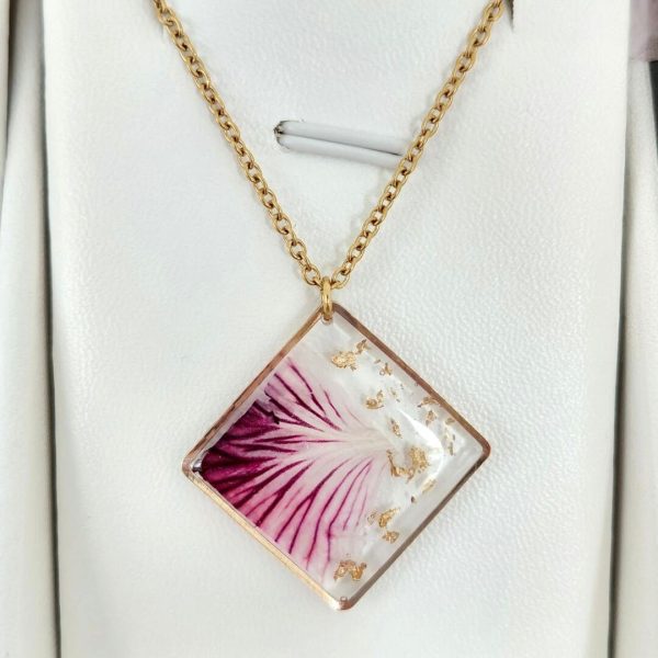 Collier losange géranium or avec contour MF2