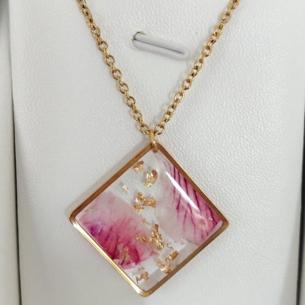 Collier losange géranium or avec contour MF