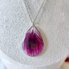 Collier goutte géranium avec contour argent GF-2
