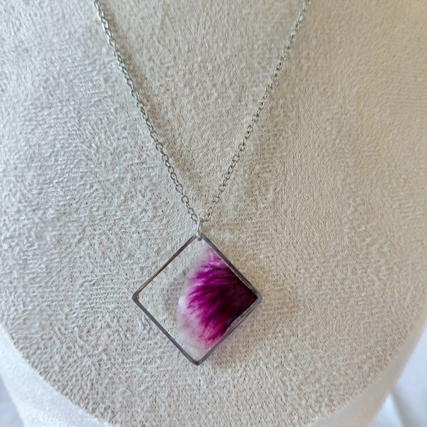 Collier losange géranium argent avec contour MF-2-V2