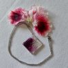 Collier losange géranium avec contour argent GF-1