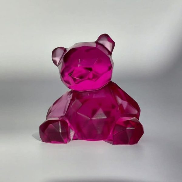Ourson translucide rose violet