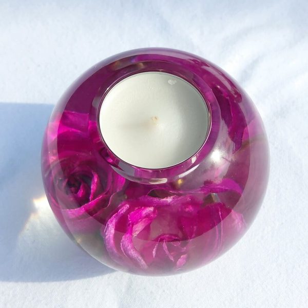Bougeoir sphérique roses